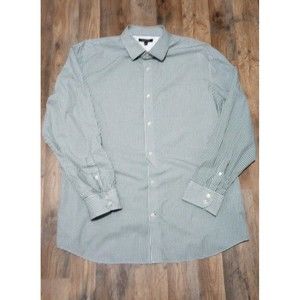 Banana Republic Mens Button Up Shirt XXL Slim Fit Black Gingham Cotton Non-iron